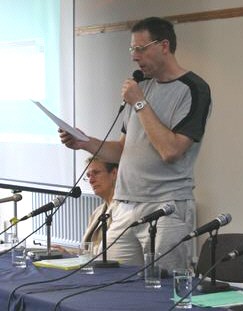 Chris performing his lecture